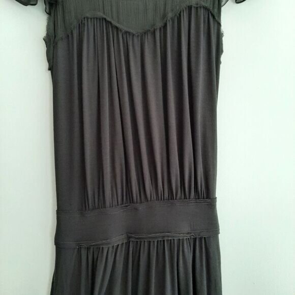 BCBG Max Azria Pleated Defined Waist Knee Length Midi Dress Black Sz XS - Picture 4 of 15